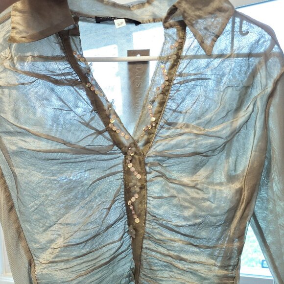 Made In Italy Brand New Vintage Vivian Shyu Organza Sequence Placket top - Picture 7 of 14